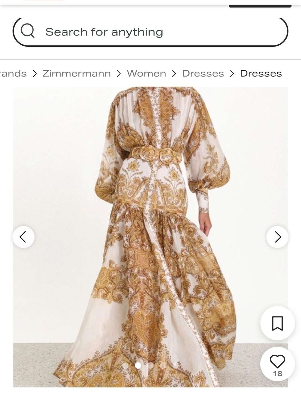 Zimmermann Gold Paisley-Print Maxi Dress - Women